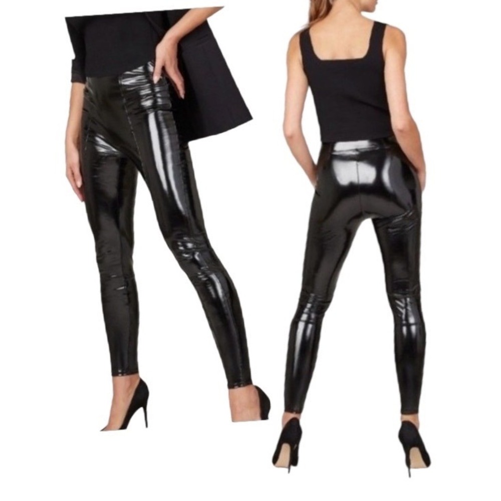 Spanx Faux‎ Patent Leather Black Liquid Gloss Legging 20301R Size Small Pants
